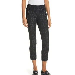 Rag & Bone Simone Pants Size 2 Leopard Print Ankle Cropped Mid Rise Black Work